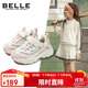 百麗（BeLLE）童鞋兒童運動(dòng)鞋春秋女童跑步鞋老爹鞋時(shí)尚休閑鞋 米粉色32
