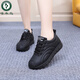 啄木鳥(niǎo)2026年秋季新款軟底媽媽鞋運動(dòng)休閑鞋平底青年低幫系帶單鞋小 黑色 38 偏小
