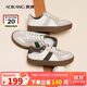 奧康（Aokang）官方女鞋 春季女鞋休閑鞋德訓鞋潮流板鞋米/杏37碼