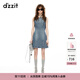 DZZIT地素連衣裙摩登燙水鉆設計修身圓領(lǐng)牛仔裙短裙小個(gè)子女 藍色 M