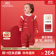 英氏（YEEHOO）嬰兒拜年服秋冬保暖嬰兒衣服新中式寶寶連體衣喜慶
