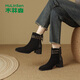 木林森（MULINSEN）女靴秋冬復古氣質(zhì)百搭馬丁靴高跟洋氣短靴瘦瘦靴 黑色 37