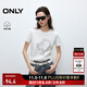 ONLY2025夏季新款純棉透氣個(gè)性做舊印花短袖正肩T恤女|125301010 A43奶油白色 L