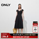 ONLY2025秋季新款收腰純色傘裙短袖長裙牛仔連衣裙女|125142023 J19 黑牛仔 S
