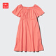 優(yōu)衣庫童裝女童收腰連衣裙短袖學(xué)生休閑時(shí)尚裙子裙裝476600 24 亮橙色 160