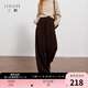 三彩2025冬季新款慵懶休閑長(cháng)褲松緊高腰寬松闊腿褲垂感顯瘦M 咖啡色 M 160/68A