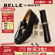 百麗（Belle）氣質(zhì)高跟樂(lè )福鞋女2025秋新商場(chǎng)同款羊皮通勤樂(lè )福鞋3PAF2CA5 黑色 37 (235mm)