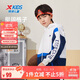特步（XTEP）兒童童裝中大童吸濕透氣撞色挺闊格子運動風衣 皇家藍 165cm
