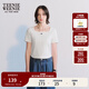 Teenie Weenie【送項鏈】小熊女夏季方領(lǐng)氣質(zhì)時(shí)髦針織短袖正肩T恤 白色 S (160)