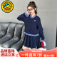 G.DUCKKIDS童裝女童套裝春裝2025新款學(xué)院風(fēng)中大童裙子春秋韓版兒童假兩件套 藏青 170 （建議身高160cm 14-15歲）