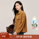茵曼（INMAN）復古巴恩風(fēng)純棉短外套女2025秋季時(shí)尚收褶下擺寬松燈芯絨上衣 咖色 S