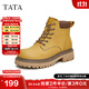 他她（TATA）戶(hù)外踢不爛大黃靴女加絨厚底馬丁靴短靴秋冬新款WZN01DD4 黃棕/啡（單里） 37