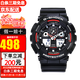 卡西歐（CASIO）手表男 g-shock自動(dòng)背光迷彩風(fēng)大表盤(pán)雙顯防水防震運動(dòng)男表石英表 紅牌GA-100-1A4