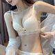 拉夏貝爾（La Chapelle）性感內衣女士無(wú)鋼圈小胸聚攏蕾絲收副乳防下垂調整型文胸奶罩套裝 奶油白套裝 （文胸+內褲） M （34/75 AB通杯）