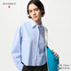 優(yōu)衣庫女裝男裝牛津紡箱型條紋襯衫/長(cháng)袖合作款新款479975 483601 479975/61水藍色 M