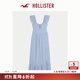 HOLLISTER25秋款法式一字肩露肩小飛袖連衣裙女裝359-5298 藍色 XS (84A)短版