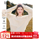 百圖betu女裝冬季新款毛衣圓領(lǐng)仿貂紗線(xiàn)拼接小眾寬松毛衣2411T90 米白 S