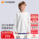 moodytiger【奶皮衣】?jì)和l衣吸濕排汗春秋裝男童柔軟高彈透氣女童運動(dòng)上衣 云朵白D 150 cm