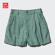優(yōu)衣庫女裝麻棉短褲/休閑褲子473696 54 綠色 S /155/62A