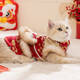 嬉皮狗（hipidog）秋冬季新年貓咪衣服花團錦簇新年盤(pán)扣唐裝成幼貓金漸層喜慶連衣裙 德羅紅 M（建議體重5-8斤）