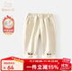 班喜迪女童褲子秋冬款新款洋氣寶寶加絨加厚休閑長(cháng)褲童裝兒童直筒褲冬裝 米色 90