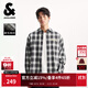 杰克·瓊斯（JACK&JONES）男裝25年秋季格子襯衫男純棉磨毛寬松潮流休閑穿搭長(cháng)袖襯衫薄外套 E43純黑色 常規 M