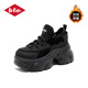 Lee Cooper【孟子義同款】厚底老爹鞋7CM增高黑色運動(dòng)休閑鞋 黑色 加絨 37
