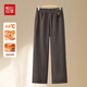 紅豆（Hodo）中年媽媽秋冬加絨長(cháng)褲加厚休閑直筒褲松緊腰外褲媽媽中老年人褲子