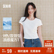 森馬（Semir）短袖t恤女短款修身圓領(lǐng)內搭25夏涼感收腰V領(lǐng)上衣辣妹109325100006