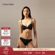 Calvin Klein內衣【摩登引力帶】女士ck性感蕾絲無(wú)鋼圈薄墊三角杯文胸QF7974AD UB1-太空黑 M