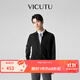 威可多（VICUTU）男士針織開(kāi)衫舒暖親膚翻領(lǐng)上衣商務(wù)通勤秋季外套男 黑色 L