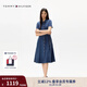 TOMMY HILFIGER25春夏新款女純棉氣質(zhì)休閑文藝風(fēng)收腰顯瘦中長(cháng)款牛仔連衣裙 牛仔藍1BJ 34 S