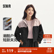 森馬（Semir）防護外套|外套女短款連帽oversize秋季潮酷拼色三防夾克戶(hù)外 紅黑色調00469 M