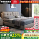 帝威奴【包安裝】床皮床科技布雙人床簡(jiǎn)約軟靠臥室實(shí)木大床 卡其色床+乳膠獨立彈簧席夢(mèng)思 1.5米*2米【每天前30名搶】
