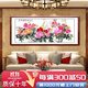 萬(wàn)葉居福（WanYeJu）純手繪牡丹畫(huà)花開(kāi)富貴圖新中式客廳裝飾畫(huà)國(guó)畫(huà)掛畫(huà)山水畫(huà)字畫(huà)壁畫(huà) 花開(kāi)富貴福滿堂A【千層牡丹】 86*218CM【展會(huì)級(jí)紅褐實(shí)木鏡框】