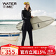 WATERTIME游泳衣女士長(cháng)袖長(cháng)褲分體防曬泳衣連帽速干遮肚顯瘦微胖遮肉游泳裝 黑色上衣+短裙+長(cháng)褲(三件套) L
