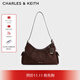 CHARLES&KEITH25秋新品仿麂皮雙側口袋單肩腋下包CK2-20782668-1 Espresso Brown咖啡棕 M