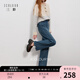 三彩2025冬季新款高腰牛仔褲休閑褲一體絨磨毛直筒褲九分褲M(mǎn) 晴空藍 M 160/68A 160/68A