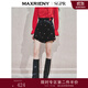 MAXRIENY[第2件半價(jià)]【商場(chǎng)同款】復古收腰A字短褲荷葉邊花朵刺繡裙褲女 黑色 M