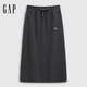 蓋璞女裝2025秋季新款刺繡logo松緊腰開(kāi)叉中長(cháng)款衛裙半身裙792892