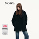 MO&Co.毛呢大衣2025秋新品綿羊毛雙面呢復古領(lǐng)袢金扣斗篷外套MBE3OVC004 黑色 XS /155