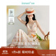 茵曼（INMAN）茶歇碎花印花女裝V領(lǐng)吊帶連衣裙2025春季新品收腰裙子 冰粉橙 M