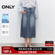 ONLY2025夏季新款水洗磨白高腰顯瘦牛仔中長(cháng)款半身裙女|125237008 J34 390洗水牛仔藍 S