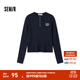 森馬（Semir）毛衣女冬季短款半開(kāi)襟刺繡修身套頭衫女生休閑簡(jiǎn)約風(fēng)顯瘦上衣 深藍80804 XL