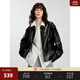 ELLE法式摩登高級感皮夾克女2025春季新款工裝風(fēng)時(shí)尚氣質(zhì)PU皮外套 黑色 M