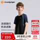 moodytiger男童短袖T恤涼感速干夏兒童上衣輕薄透氣撞色拼接戶(hù)外休閑運動(dòng)衣 炭黑色 150