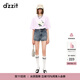 DZZIT地素時(shí)尚短袖T恤春夏季手工釘珠花瓶印花寬松上衣女3H2B3241N 紫色 S
