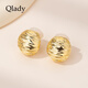 Qlady褶皺方形金色耳飾耳夾女無(wú)耳洞耳環(huán)2026新年高級感女生生日禮物