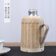 淺倉 竹皮暖壺 復古懷舊 紫竹編熱水瓶殼套保溫暖瓶 復古手工編竹制品 1.3L黃竹白膽
