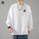 MY潮牌純棉衛衣男女純棉休閑運動(dòng)25年秋冬季新款寬松圓領(lǐng)連帽t恤 白色圓領(lǐng) L
